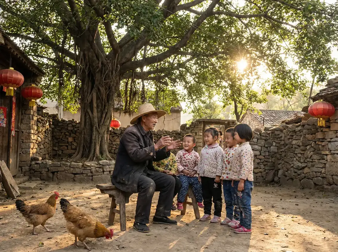 老人在大榕树下给孩子们讲故事 - 奔跑吧黄河篇第二季免费观看 乡村记忆